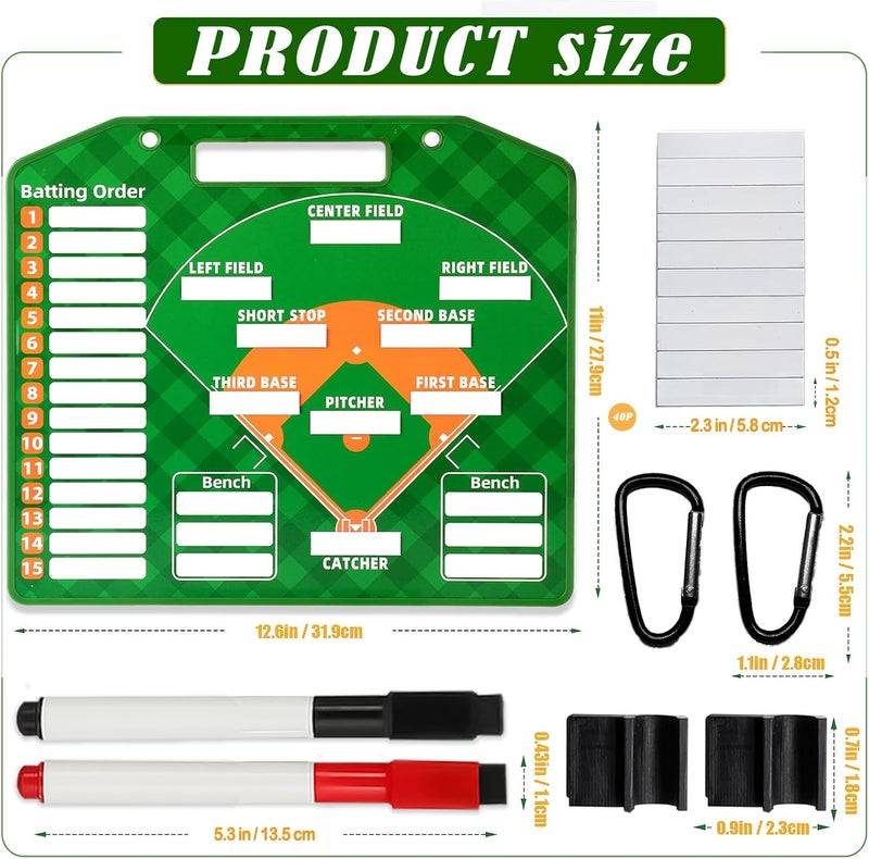 LYINGFISH Magnetic Baseball Lineup Board，Baseball Lineup Cards Baseball Lineup Board For Dugout Baseball Accessories 40 Sheets Lineup Cards Baseball Clipboard for Coaches Baseball Coaching Accessories - Image 4